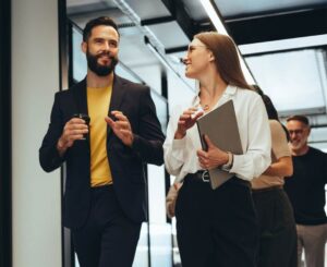 Business people walking in an office