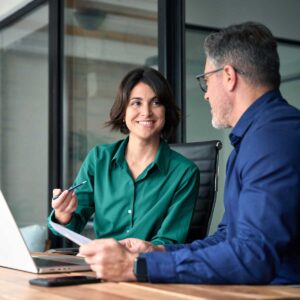 two people in a consulting session