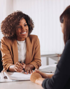 two people in a consulting session